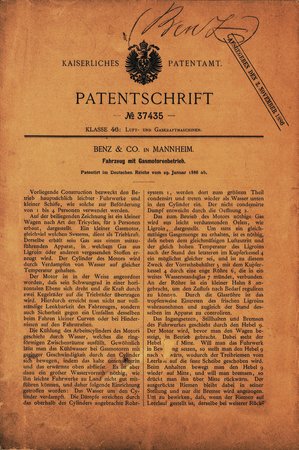 Le brevet de l'automobile de Karl Benz